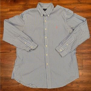 Ralph Lauren Classic Fit Long Sleeve Gingham Check Button Down Shirt Men's XL TG